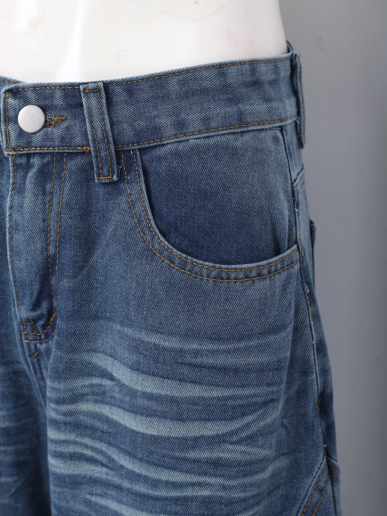 Unisex Adult Baggy Jeans for Men Women High Waist Wide Leg Distressed Denim Pants with Pockets Y2K Hip Hop Loose Jeans Trousers