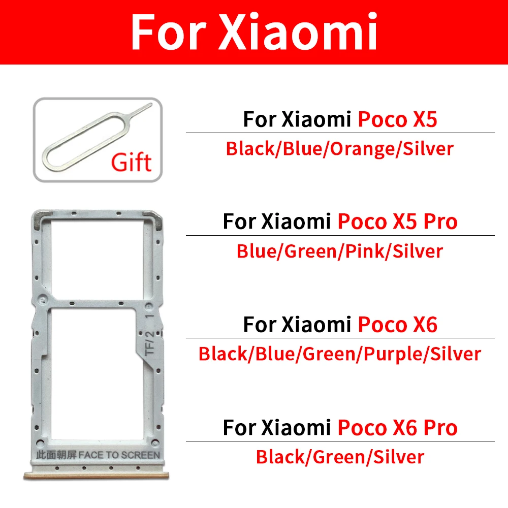 2Pcs/Lot Suitable For Xiaomi Poco X5 X6 Pro Mobile Phone New Lateral SIM Card Tray Chip Slot Holder Pocke