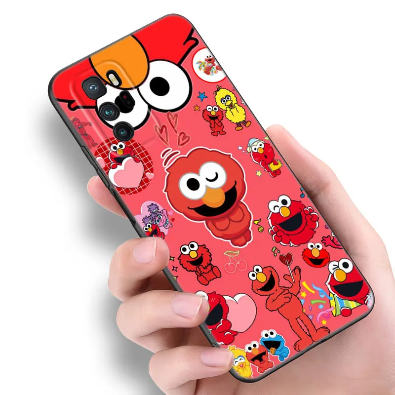 Cartoon Cookie Monster Black Silicone Phone Case For Xiaomi POCO X3 X4 NFC F3 F4 GT F5 M3 M4 M6 X5 X6 Pro 5G C55 C65 M5