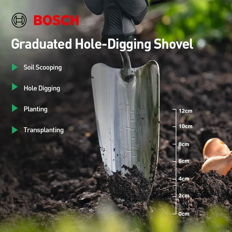 

Градуированная лопата для отверстий Bosch, садовый ручной инструмент, шпатель для посадки, пересадки рассады, измерение луковиц, глубина почвы