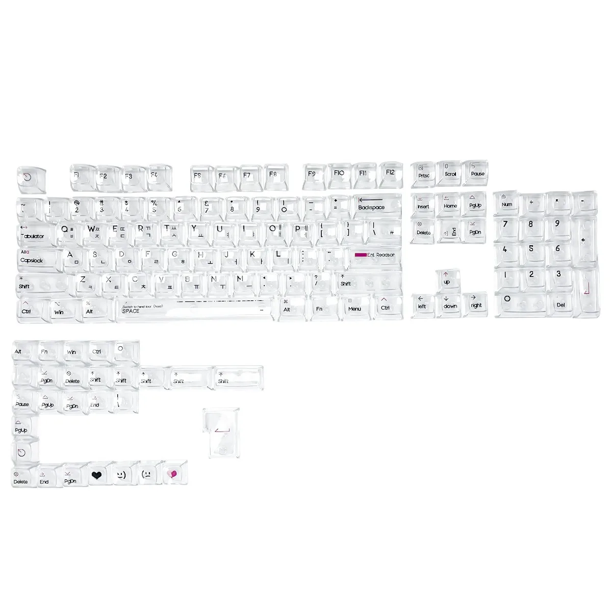 Imagem -04 - Keycaps de Cristal Transparente para Teclado Mecânico Coreano Árabe Russo Retroiluminado Rgb Layout Iso pc Faça Você Mesmo 132 Teclas