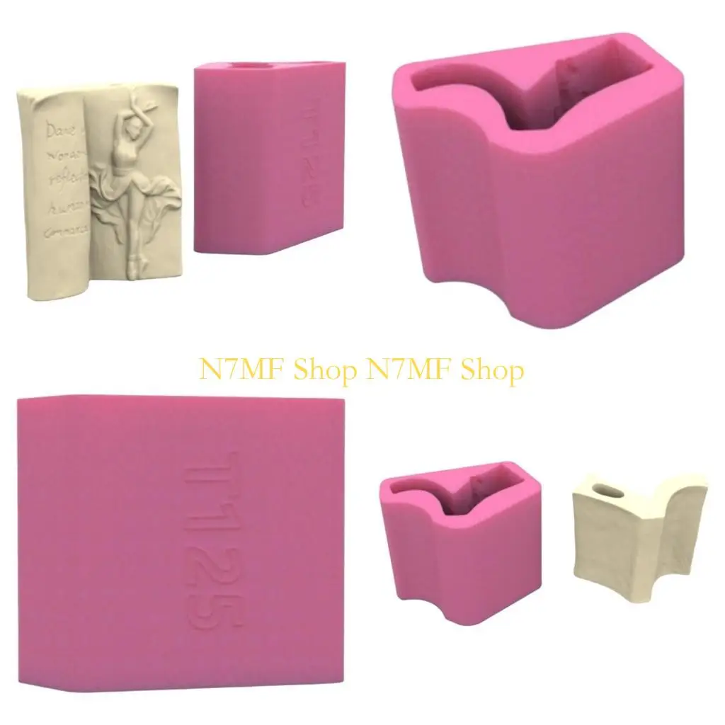 N7MF زهرة مزهرية العفن زارع السيليكون القالب الوجه شكل Flowerpot قالب كتاب السيليكون كتب النحت العفن لمحبي صناعة اليدين