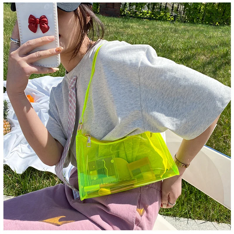 Summer Cool Fashion trasparente Jelly Handbag donna ragazze borse a tracolla elegante borsa da sera telefono portatile rossetto borsa Tote