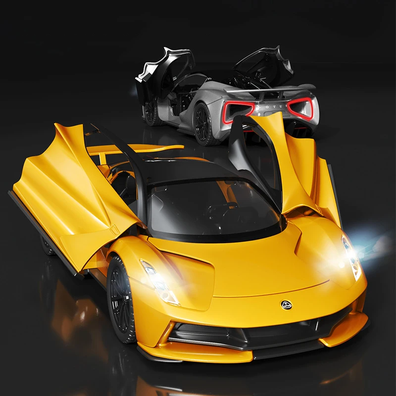 1:32 Lotus Evija Supercar Alloy Muscle Car Model Sound and Light Pull Back Children's Toy Collectibles Birthday gift