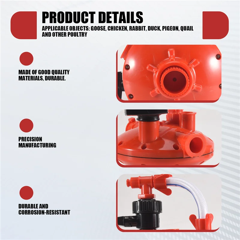 

1 Piece Poultry Farming System Water Line Water Pressure Regulator Automatic Pressure Regulating Valve Red