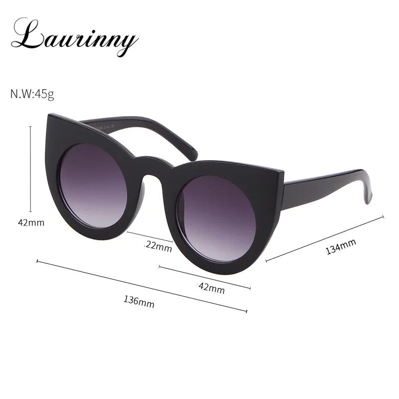 New Trend Round Sunglasses Women Fashion Brand Designer Cat Eye Vintage Large Frame Sunglasses For Women Anti-reflective UV400