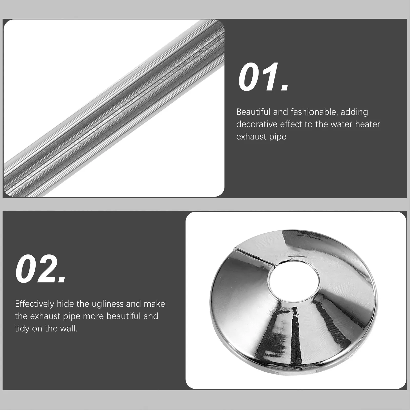 2Sets Stylish Plastic Pipe Cover for Water Heater Exhaust Hide Ugly Pipes Wall Mounted Radiator Collar Cover