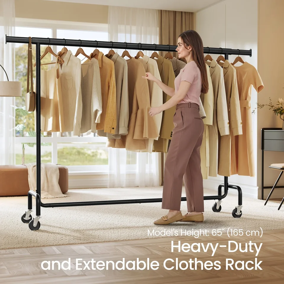Heavy Duty Mobile Clothes Rack with Rolling Base