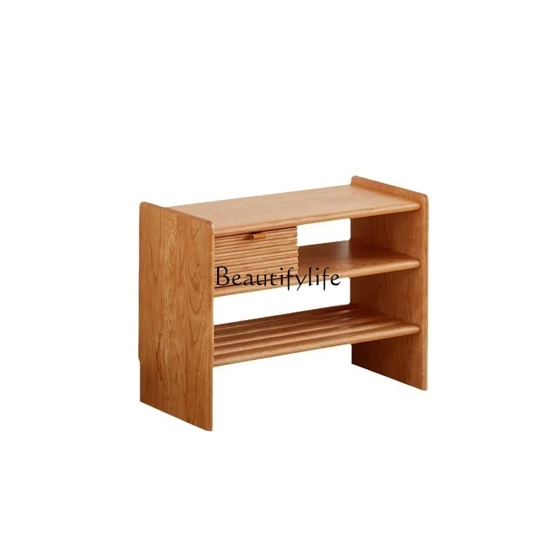 

Nordic solid wood shoe changing stool household door entry soft bag seat cushion shoe cabinet