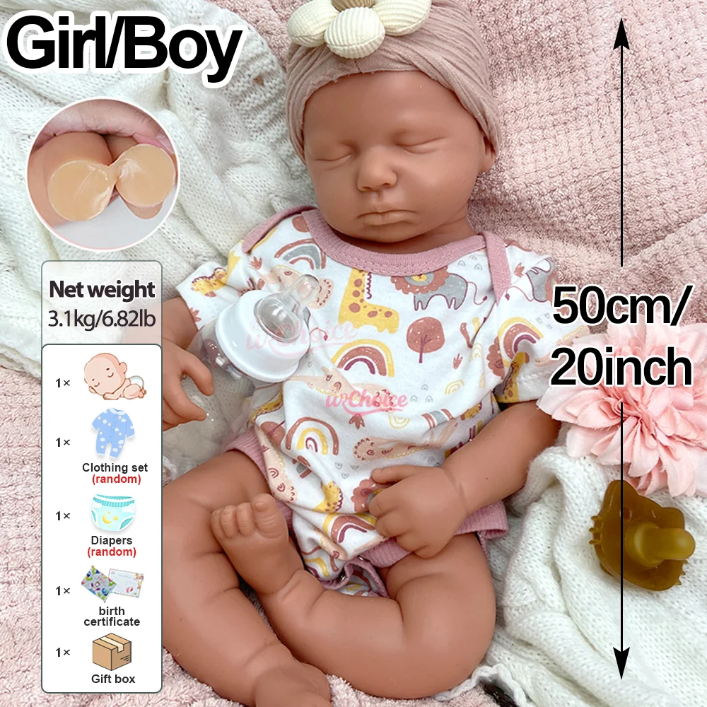 Mouth Open 20" Rebirth Silicone Reborn Baby 50Cm Loulou Reborn Girl Lifelike Newborn Doll Unpainted Unfinished Toy Diy By You