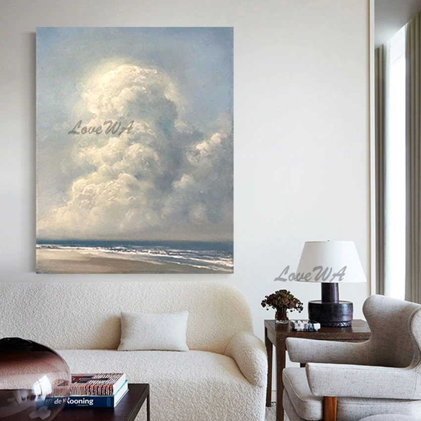 

White Cloud Newest Hand Painted Modern Abstract Acrylic Oil Painting Quality Artwork Home Decoration Dropshipping Frameless