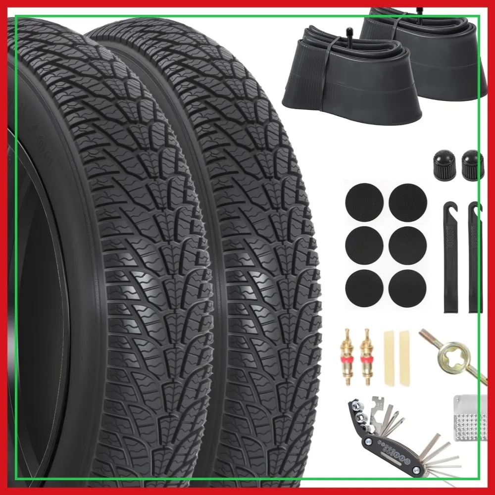 

20x4.0/20x3.0/26x4.0 Fat Bike Tires, 20x4/20x3/26x4 Fat Tire Tubes & Repair Kit, Heavy Duty Off-Road Ebike Replacement Set