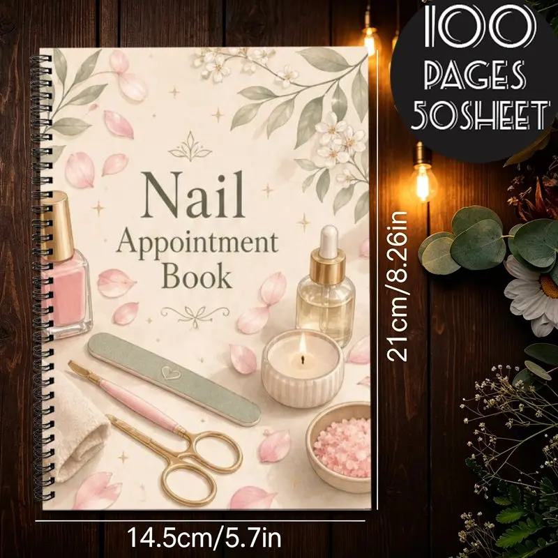 A5Nail Salon Appointment Customer Record Book,Daily Weekly Schedule,Suitable for Nail Salon Front Desk Registration Opening Gift