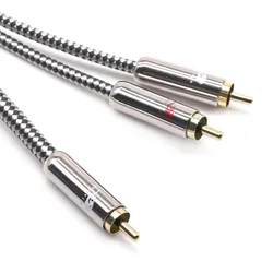 Hifi 1 RCA to 2 RCA Male Audio Cable for Subwoofer Amplifier DVD TV Home Theater Stereo System Speaker Y-Splitter Shielded Cords