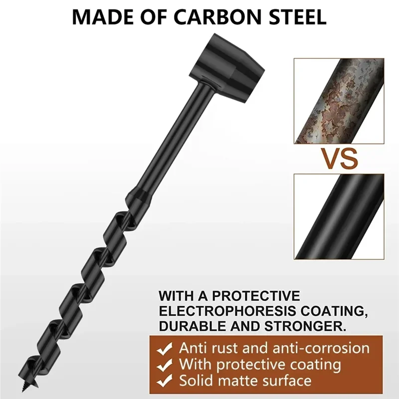 

ABJI-Survival Punch Tool Auger Drill Bits Outdoor Bushcraft Camping Manual Hole Maker 10/16/19/25Mm Wrench Core Woodworking