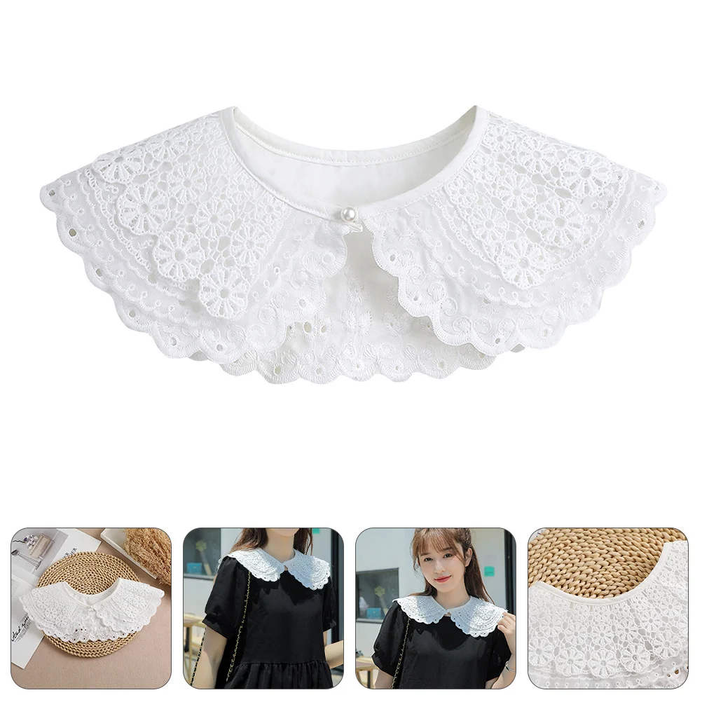 

Delicate Lace Collar Elegant Bow Fake Collar Fashion Lace Shawl Decor Comfortable Breathable Gentle Durable Sweet Practical