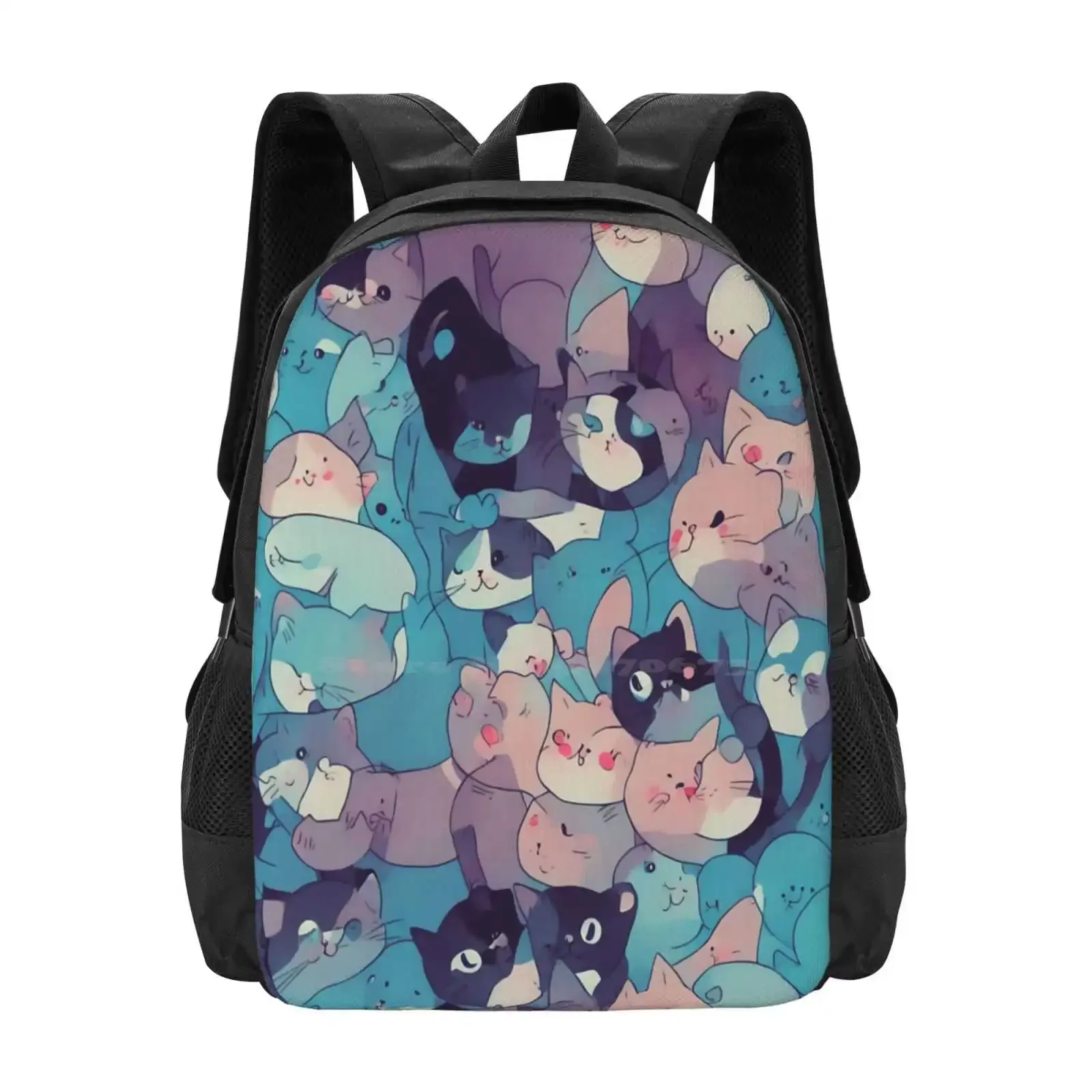 

Kat Klan - Blue #567544 Hot Sale Schoolbag Backpack Fashion Bags Feline Animal Cartoon Anime Moon Blue Midnight Cute Cats