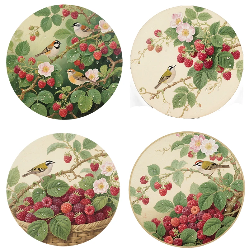 Three Ratels CEE82 Harvest raspberries and birds Artistic wall stickers for home decoration Rural style door windows decals