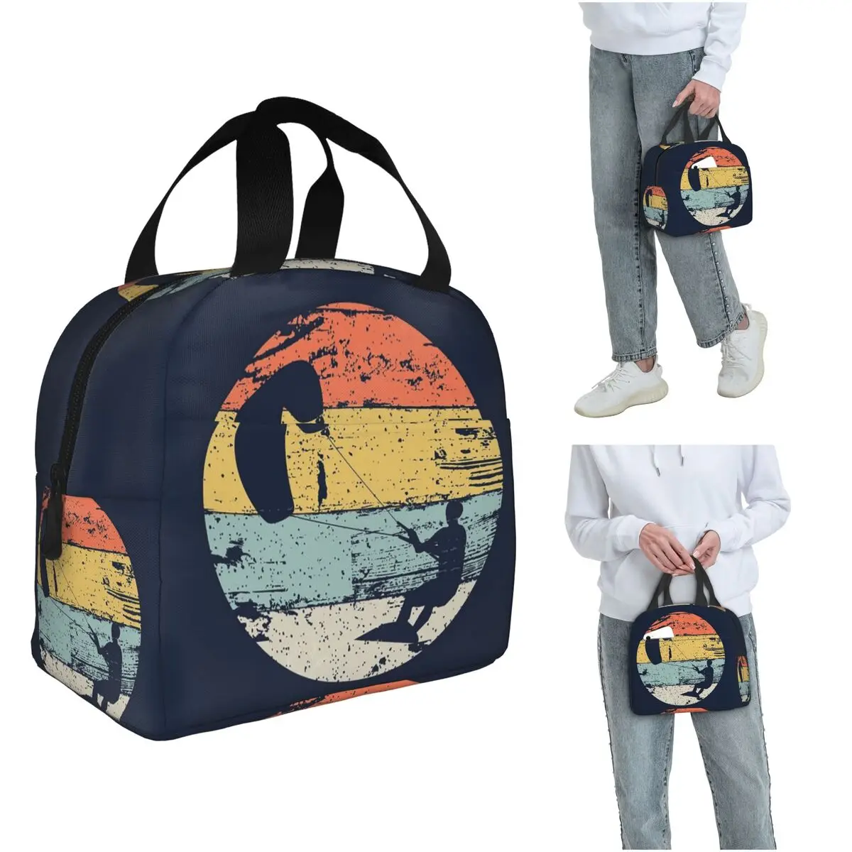 

Изолированная сумка для обедов Kite Boarding Kiteboarder Look Gif для женщин и детей, портативная термосумка для еды