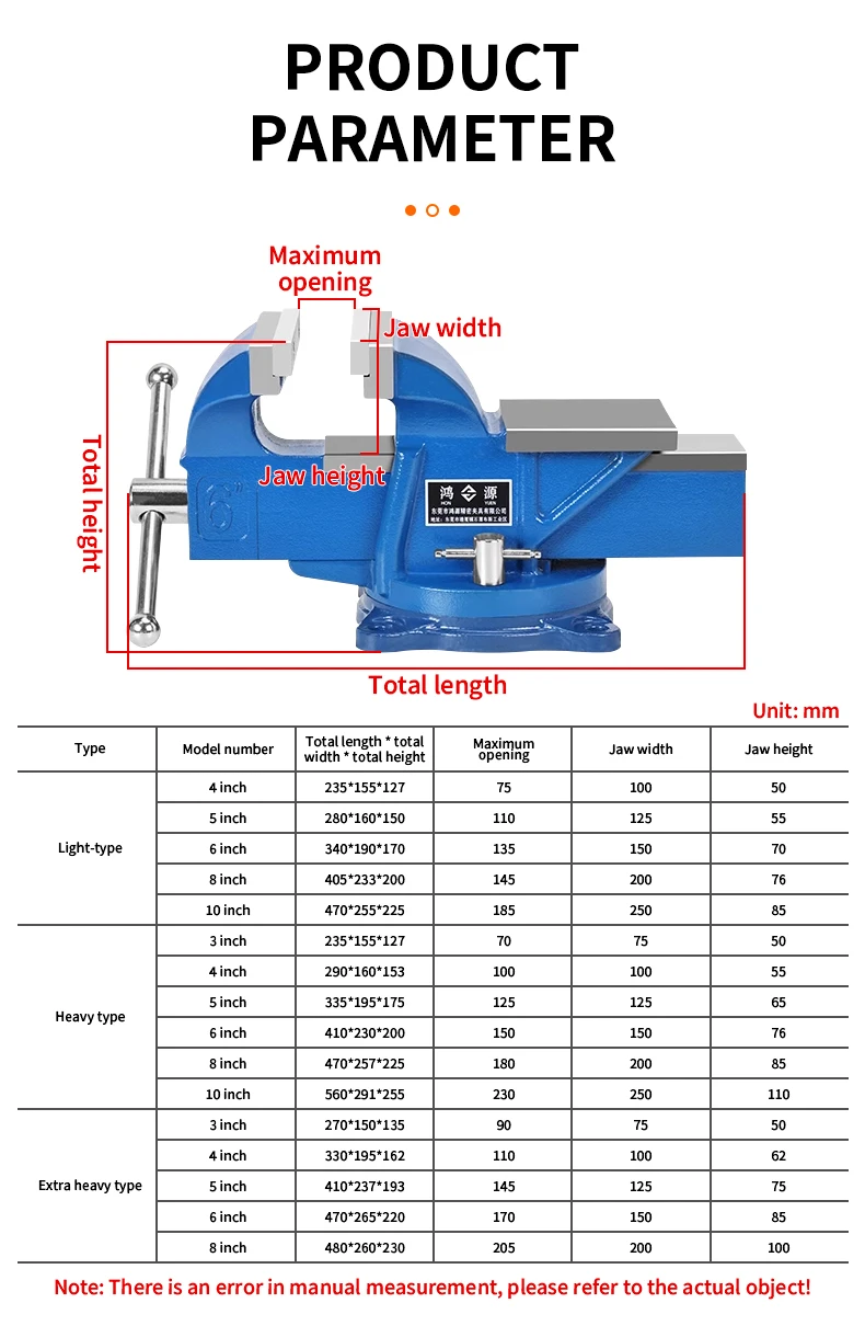 1 STÜCK Hochleistungs-Schraubstock für den Haushalt, kleiner Schraubstock, 6 Zoll, 8,5 kg Werkbank, 360-Grad-Drehung, Flachzange – Detail 3