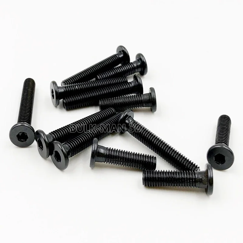 100 unids/lote M5 tornillo de perfil bajo negro acero al carbono hexagonal Ultra fino súper bajo cabeza plana tornillo Allen perno