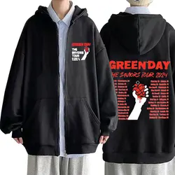 Punk Band Green Day American Idiot The Saviors Tour Zipper Hoodie Men Vintage Rock Zip Up Jacket Male Oversized Zip Up Hoodies