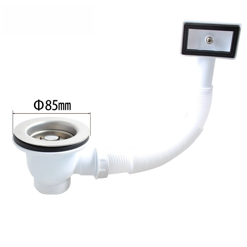 1pc 85mm Stainless Steel Kitchen Sink Drain Strainer With Adjustable Overflow Basin Waste Kitchen Sink Drainage Fixture