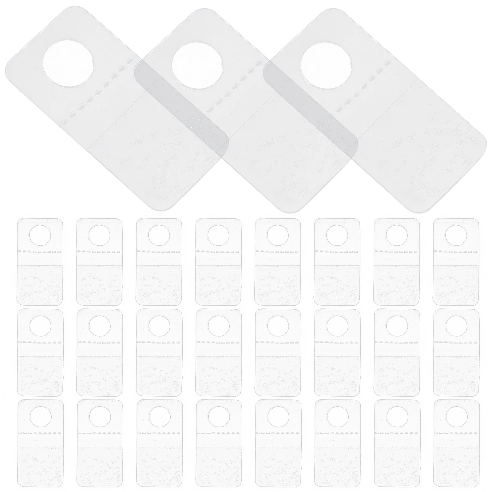 

100pcs Round Hole Hooks Self-adhesive PVC Clear Hanging Tabs 38x38mm Retail Display Pegboard Hanger Tags Wall Hooks