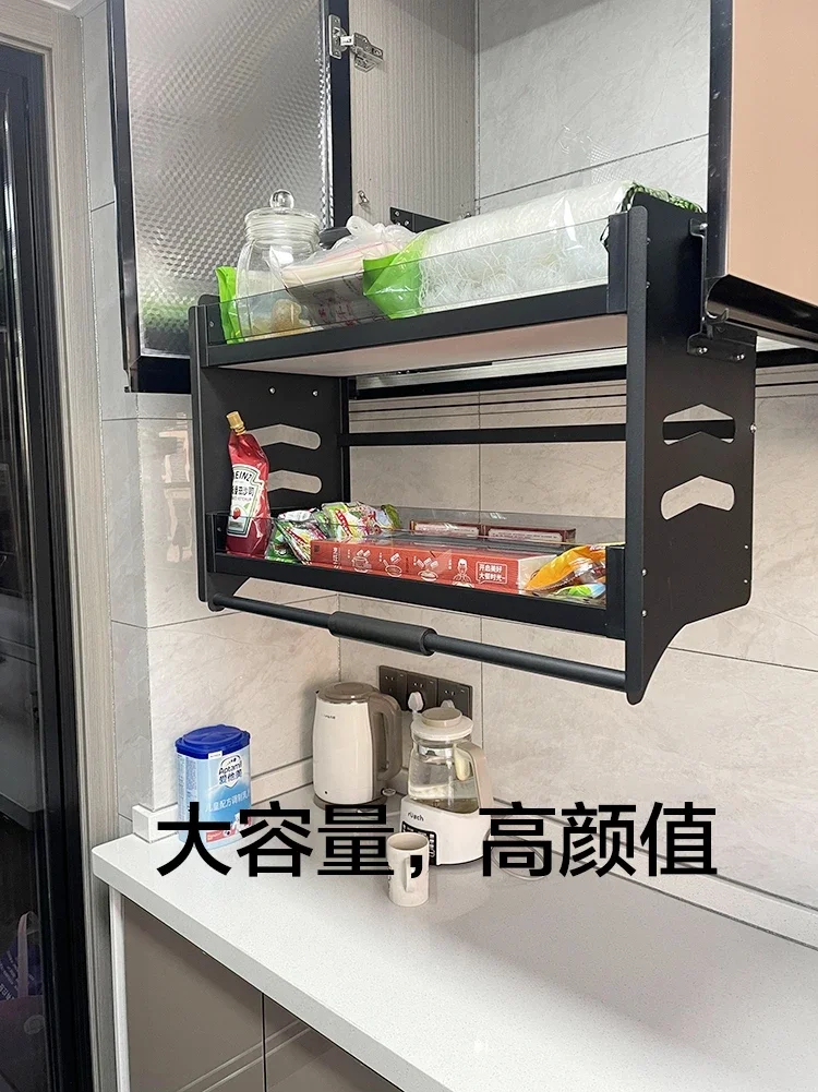 Kitchen cabinet, hanging cabinet, lifting basket, damping buffer storage cabinet, storage rack, pull-down seasoning