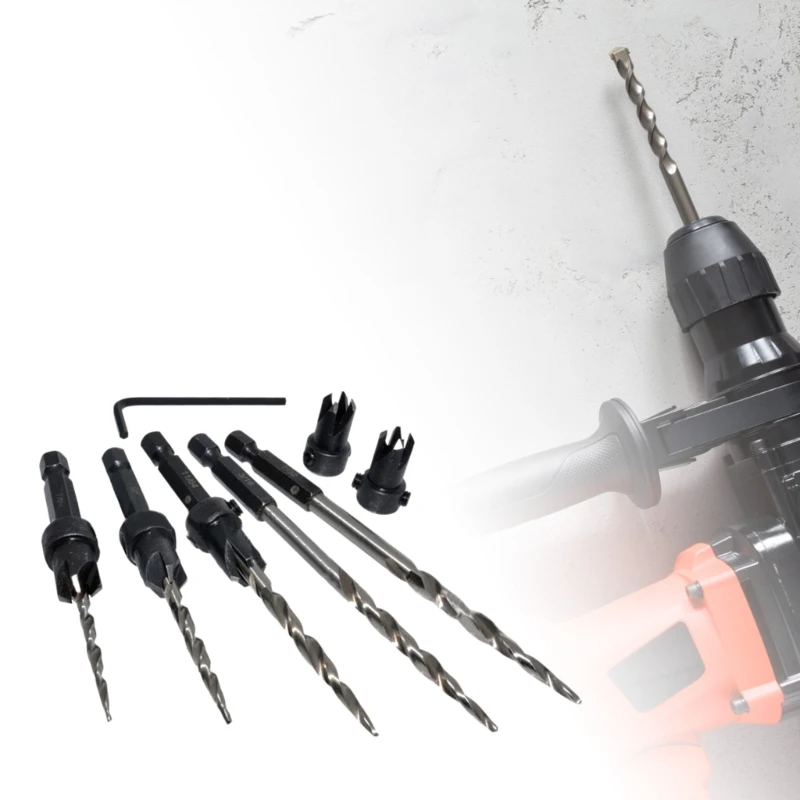 Upgraded Countersink Drill Bit Set Adjustable Tapered High-Speed-Steel Shank Dropship