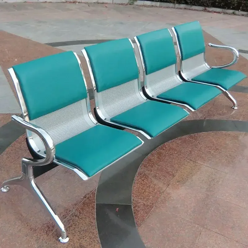 Chaise d\'attente pour quatre personnes, longue rangée en acier inoxydable, pour transfusion hospitalière, pour le public et l\'aéroport