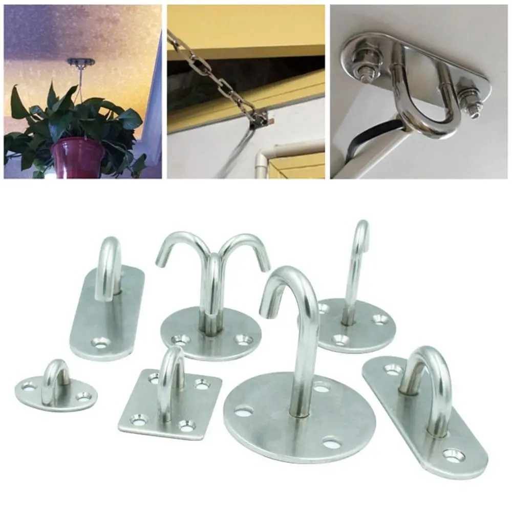New Pad Eye Wall Hook Plate Deck U/J-Shaped Ceiling Mount Hanger Stainless Steel Black Silver Door Buckle for Fan Lamp