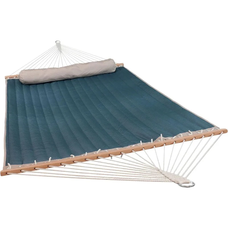 

Sunnydaze Double Quilted Polyester Hammock with Detachable Pillow - 440-Pound Capacity - Tidal Wave