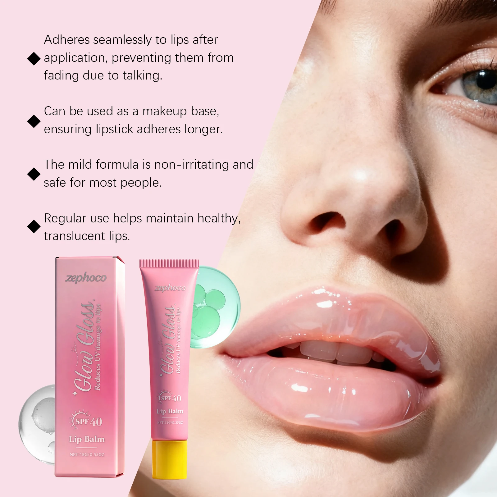 كريستال بلسم الشفاه ترطيب ملمع الشفاه Spf 40 يقلل من تلف الأشعة فوق البنفسجية وتعزيز حاجز الشفاه اشراق لون الشفاه أحمر الشفاه مستحضرات التجميل #6