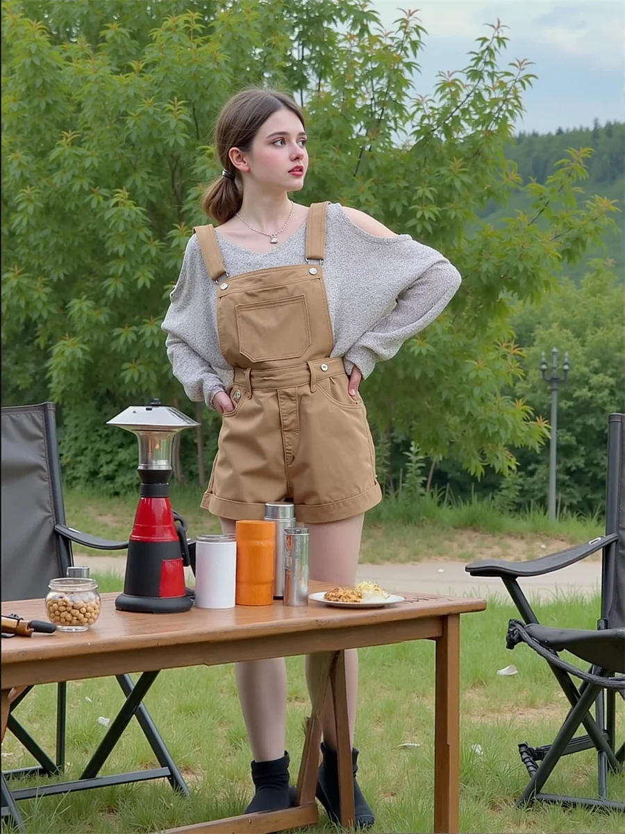 

Denim Vintage Rompers 2025 Woman High Waist Playsuits Elegant Women'S Clothing Trend Spring Fall Cuff Side Zip Elastic Knitted