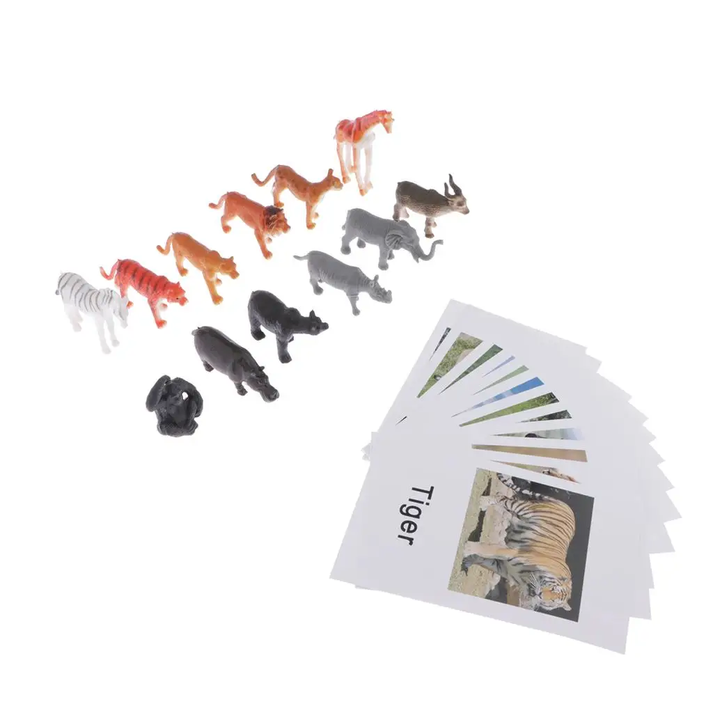 Carte da gioco abbinate Montessori e figurine di animali giocattolo per bambini materiale per la vita pratica in età prescolare