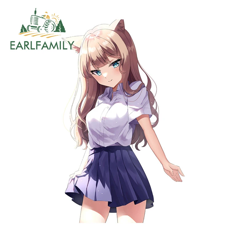 

EARLFAMILY 13cm X 7.9cm For Sexy Fox Girl Car Sticker Car Goods Decal Air Conditioner Vinyl Laptop Personality Windows Graphics