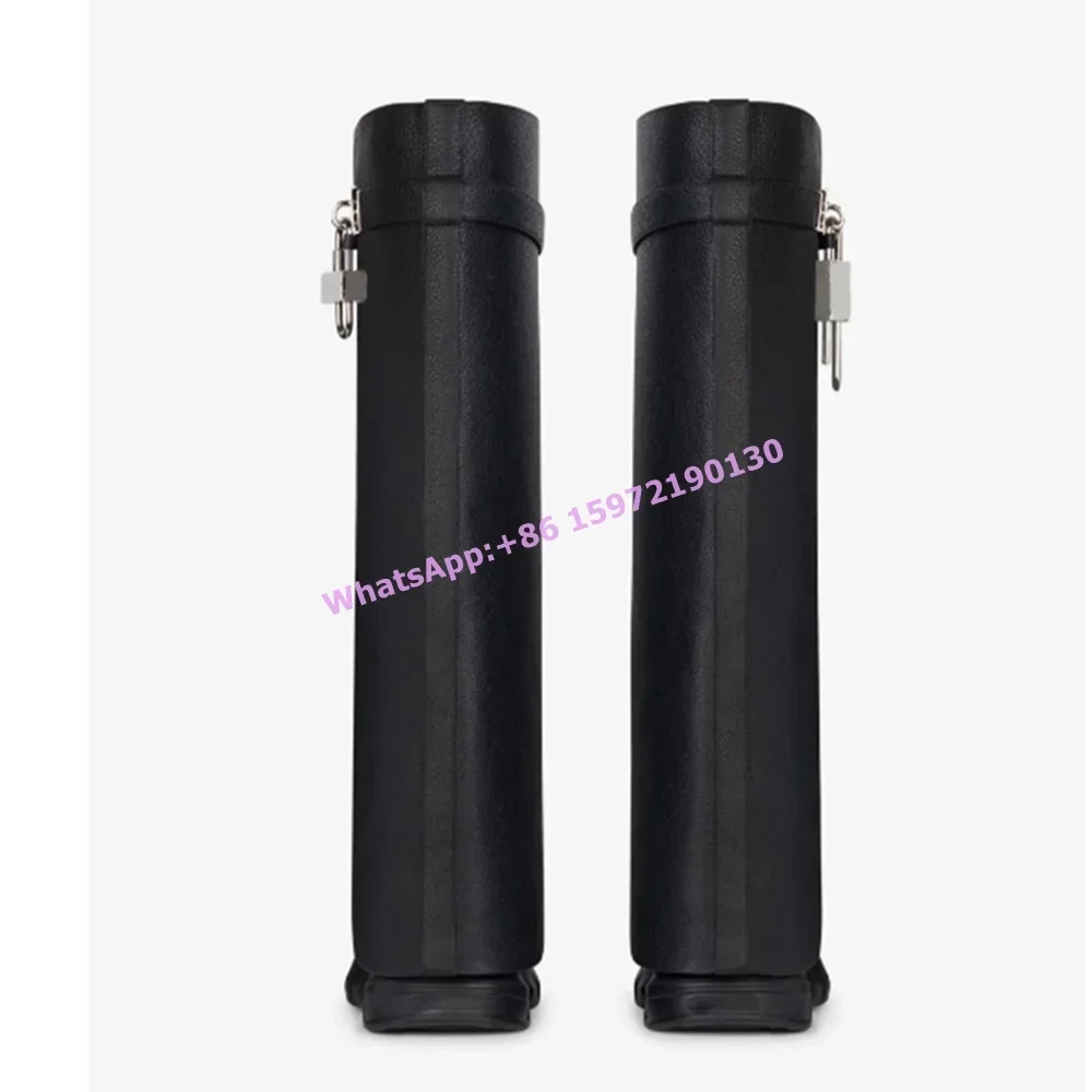 Metal Lock Shark Boots Round Toe Wedges Slip On Solid Black White Winter Knee High Boots Concise Basic Winter Women's Shoes