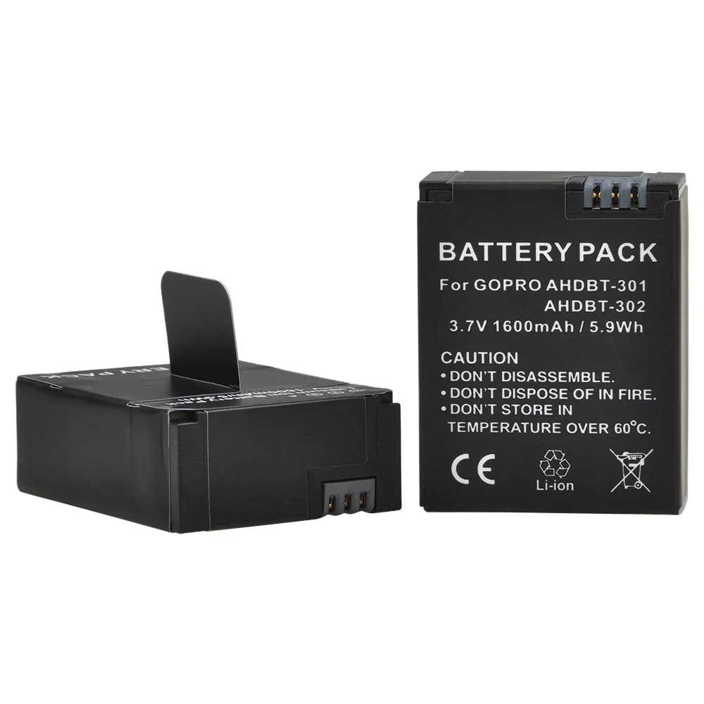 1600mAh AHDBT-301 302 Battery+LED USB Charger for GoPro Hero3+Go Pro hero 3 hero 3 Black Edition White Silver Edition HD Cameras
