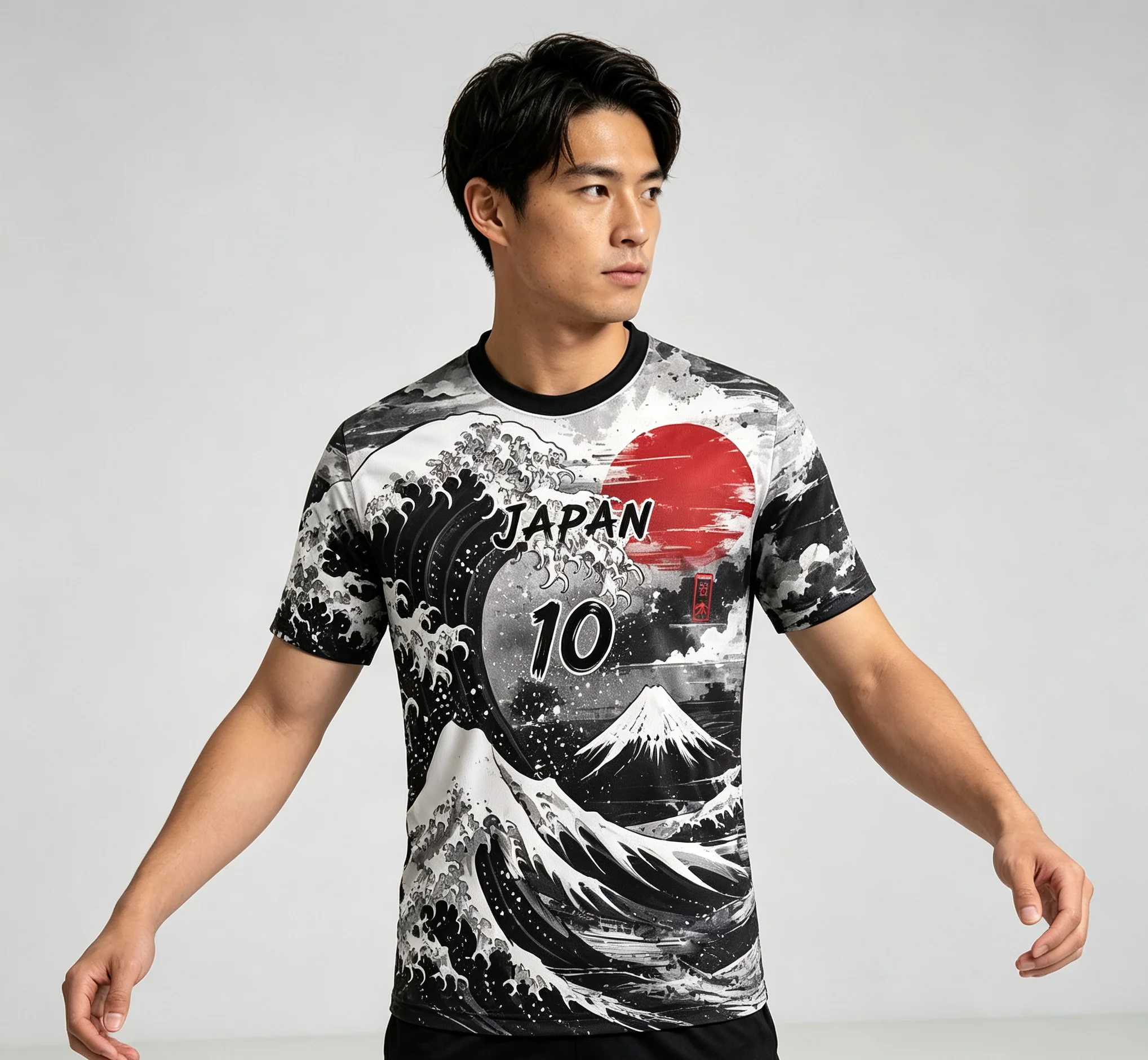 2026 New Japanese Printed Family Matching Football Suit, Summer Breathable Quick Drying Training Suit, 0-neck Streetwear Top