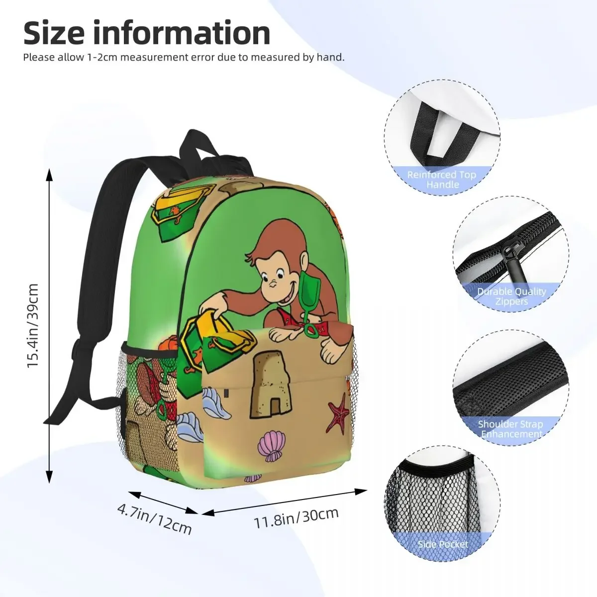 Curious George Summer Backpacks Boys Girls Bookbag Fashion Students School Bags Laptop Rucksack Shoulder Bag Large Capacity