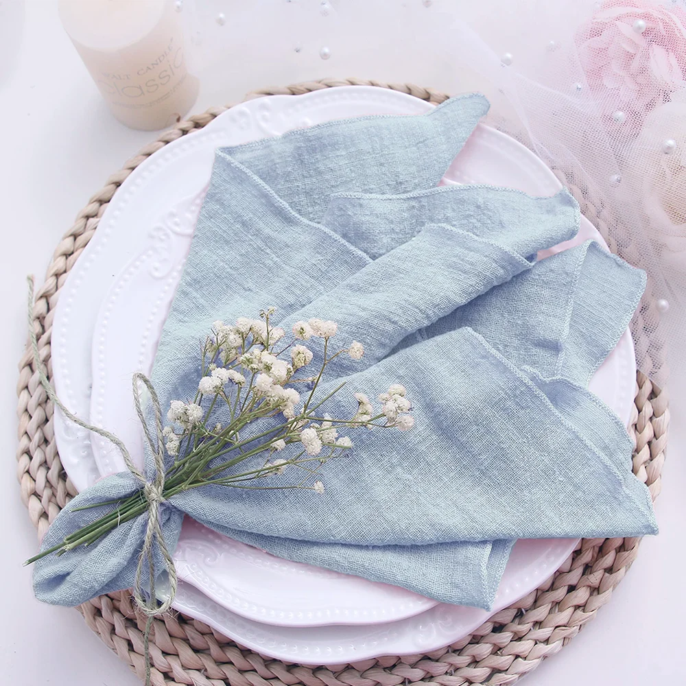 

50pcsGauze Fabric Napkins 30X30cm Cotton Cloth Napkins Pink for Party Dinner Tea Towel Table Village Christmas Napkin