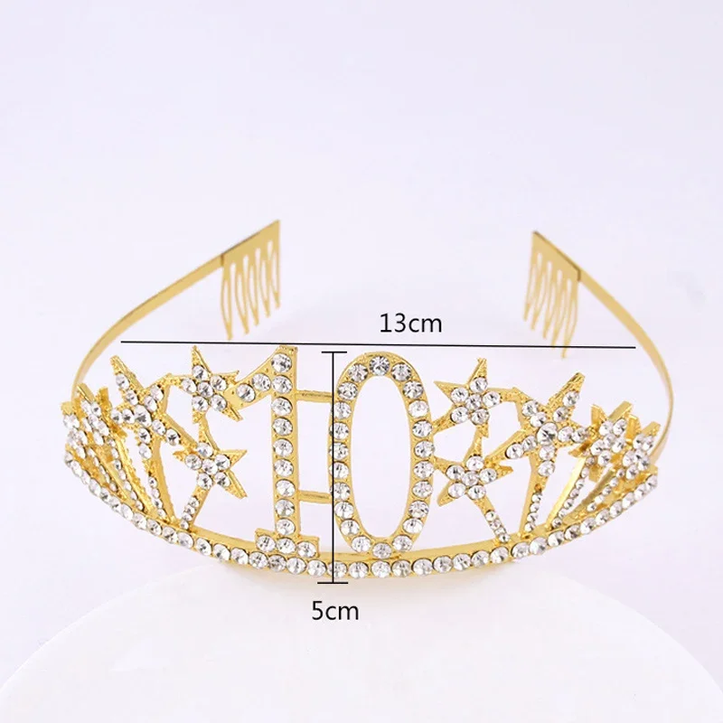 Silver Birthday Tiara Crown Headband for Women Girl Happy 13th 16th 18th 20th 21st 30th 40th 50th 60th Birthday Party Decoration