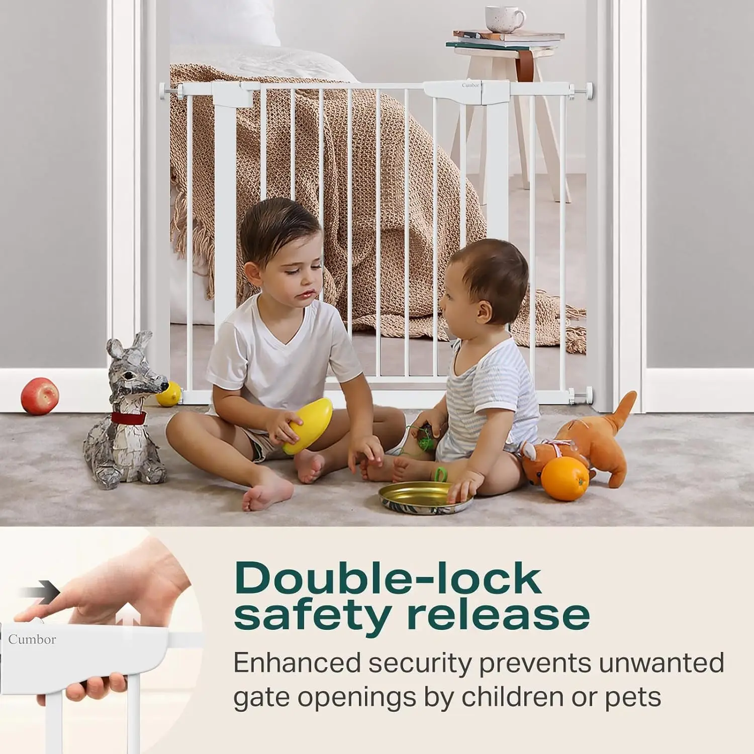 

29.7-40.6" Baby Gate for Stairs, Mom's Choice Awards Winner-Dog Gate for Doorways, Pressure Mounted Auto-Close Pet Gates