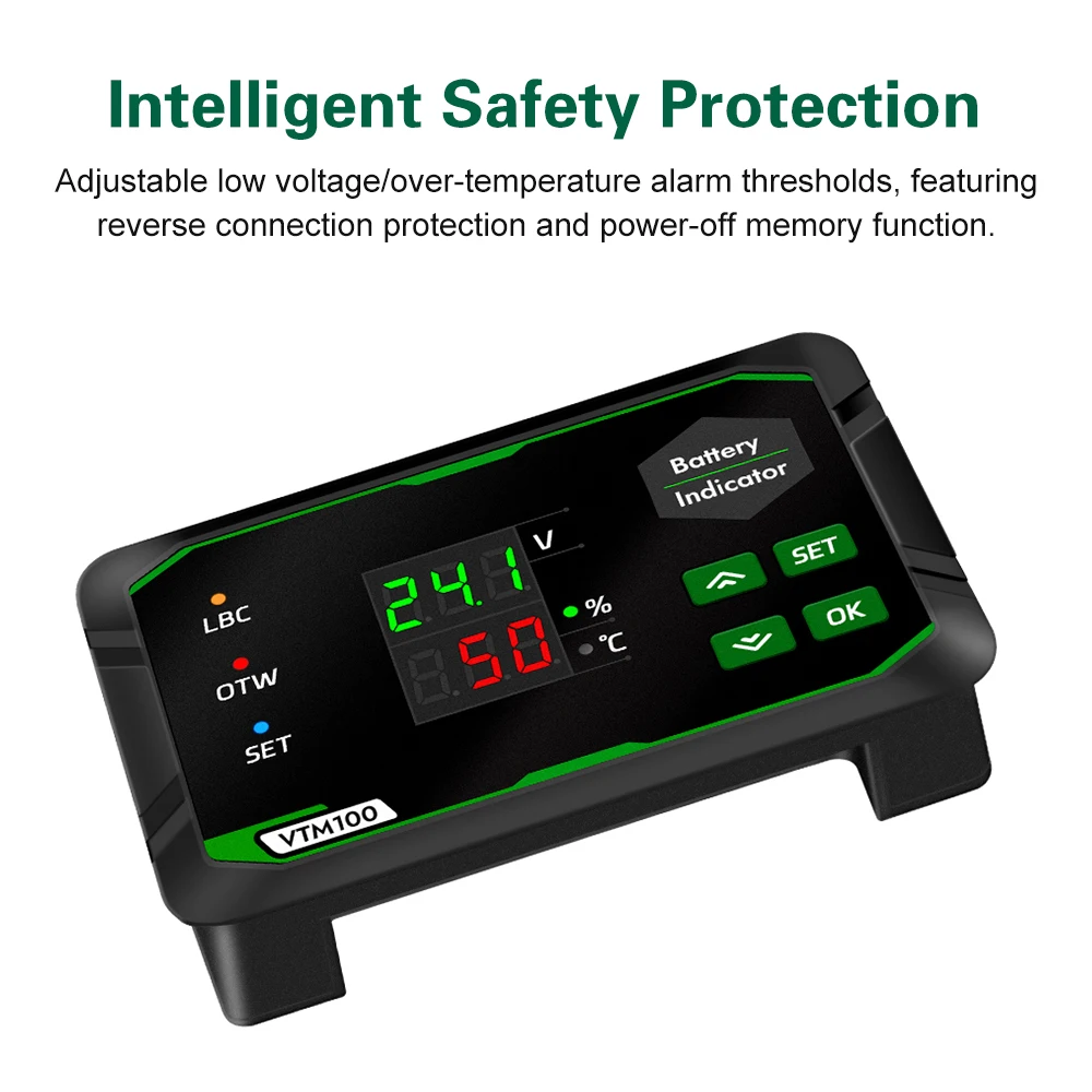 Digital Battery Voltage Capacity Tester DC7-100V Intelligent Safety Protection for Acidic Ternary Lithium Phosphate Battery