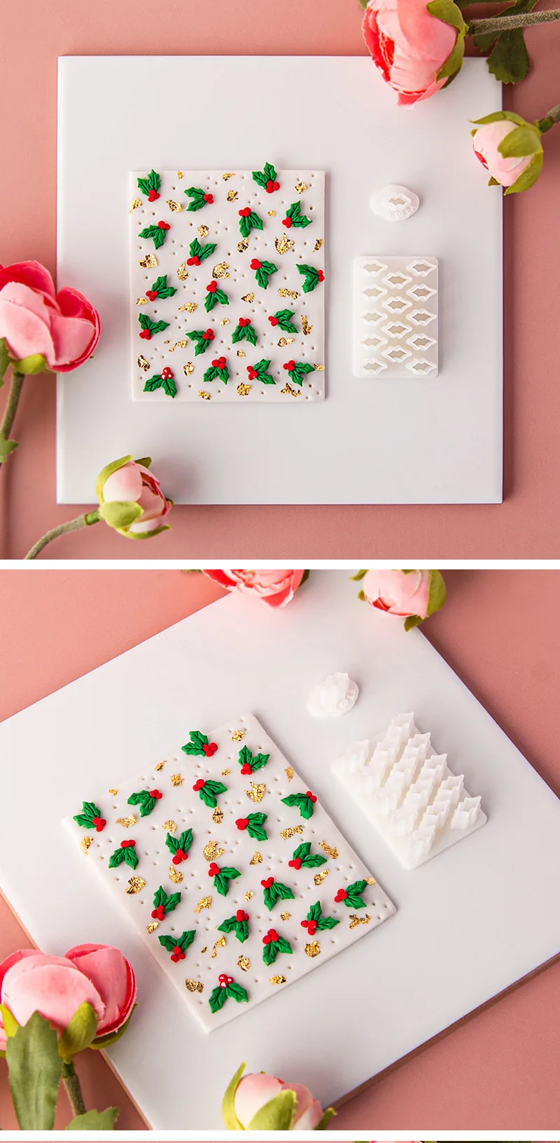 Mini Weihnachten Stechpalme Blätter Polymer Clay Cutter DIY Weihnachten Anhänger Ohrring Herstellung Werkzeuge Stechpalme Blatt weiche Keramik Ton Formen – Detail 10