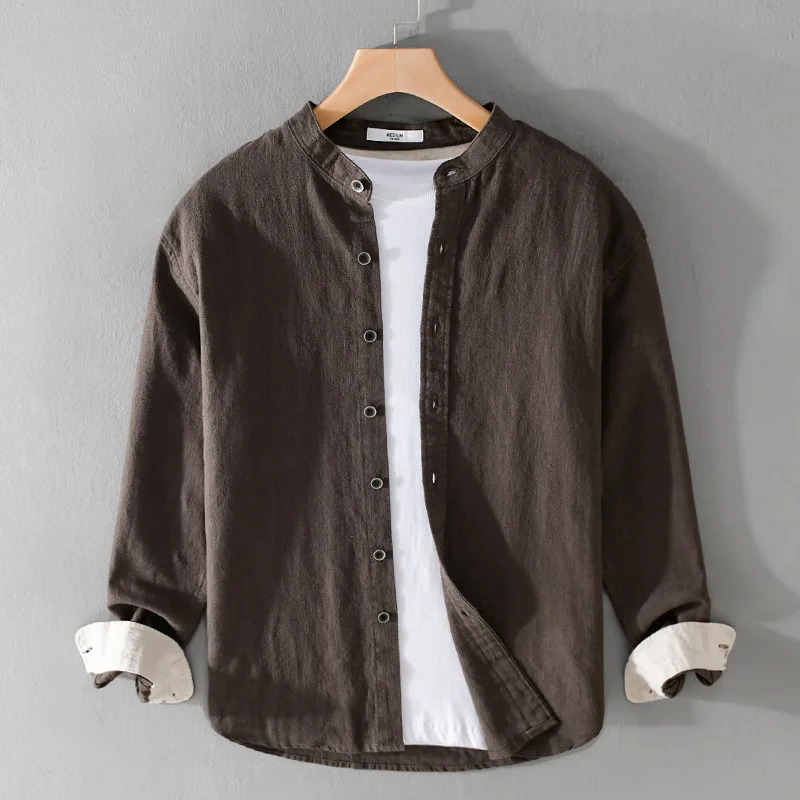 

Men's Casual Cotton Linen Long Sleeve Shirt Spring Autumn Loose Fit Youth Versatile Breathable Comfortable Standard Style