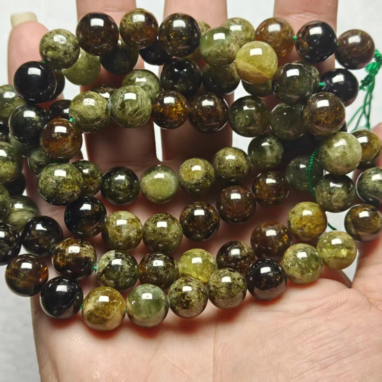 Natürliche grüne Granatperlen Strang 6mm 8mm runde lose Edelsteine für DIY Schmuckherstellung Armband – Detail 1