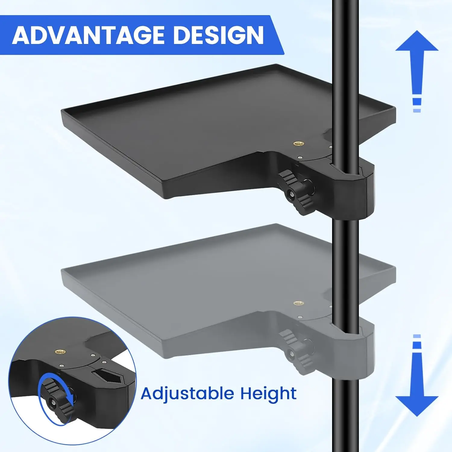 Miwayer 1Pc Adjustable Microphone Stand Tray, 225×165mm Sound Card Platform,O-Type Clamp Fits 13-47mm Tubes, for Live Streaming - Detail Angle #03