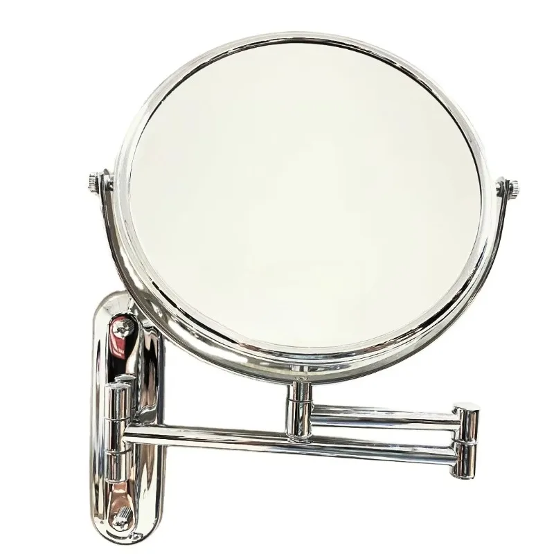 Double-sided rotating folding stainless steel wall-mounted hotel bathroom magnifying vanity mirror